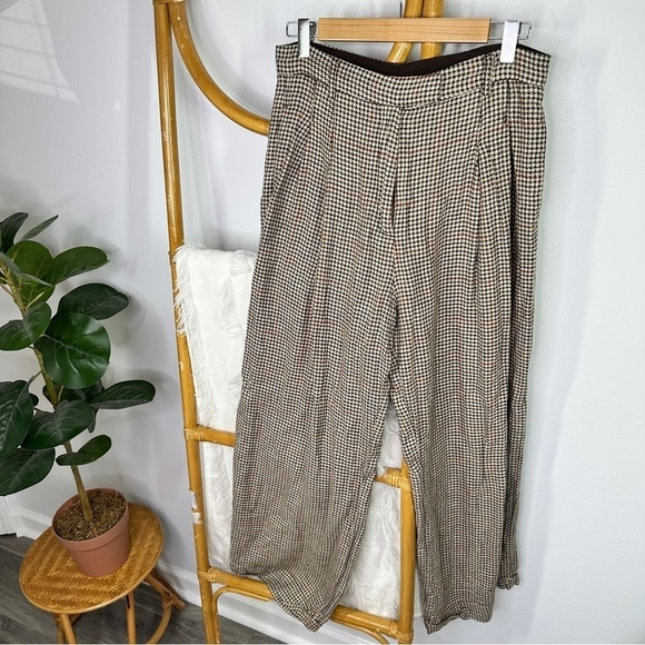 Free People Pants - Free People Brown Houndstooth Dress Pants sz 4